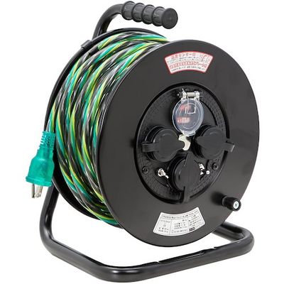 TRUSCO 光るドラムリール 防雨防塵型100V 温度センサー付 アース付 過負荷漏電保護兼用ブレーカー付 30m TRHDL-30M（直送品）