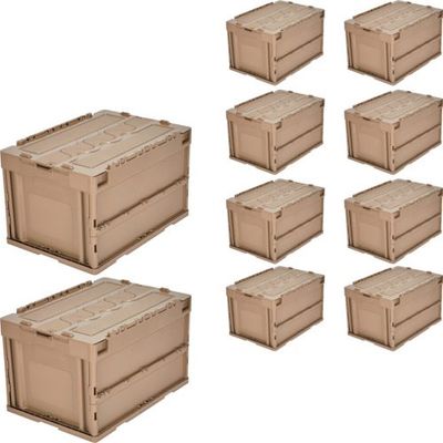 TRUSCO 【まとめ買い】オリコン 蓋つき折りたたみコンテナ 50L コヨーテ 10個 CT50-CYT-10P 1セット(10個)（直送品）