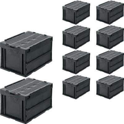 TRUSCO 【まとめ買い】オリコン 蓋つき折りたたみコンテナ 50L グレー 10個 CT50-GY-10P 1セット(10個)（直送品）