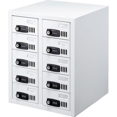 サンワサプライ スマートフォン保管庫 10台収納 個別ロック ダイヤル錠 幅340×奥行340×高さ432mm CAI-CABSP51 1台（直送品）