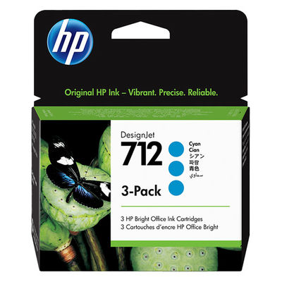 HP（ヒューレット・パッカード） 純正インク HP712 シアン（29ml）3ED77A 1パック（3個入）（直送品）