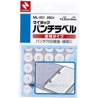 ニチバン パンチラベル ML-251 透明 10パック　1箱（直送品）