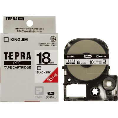 キングジム PROテープロングSS18KL白に黒文字18mm 20個　1セット（直送品）