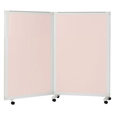 マツヨシキャスター付スクリーン(2連) W1800×D430×H1500mm　ピンク MY-N3584 1台 松吉医科器械（直送品）