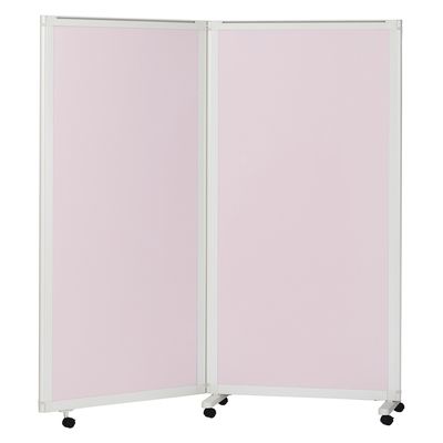 マツヨシキャスター付スクリーン(2連) W1800×D430×H1800mm　ピンク MY-N3585 1台 松吉医科器械（直送品）