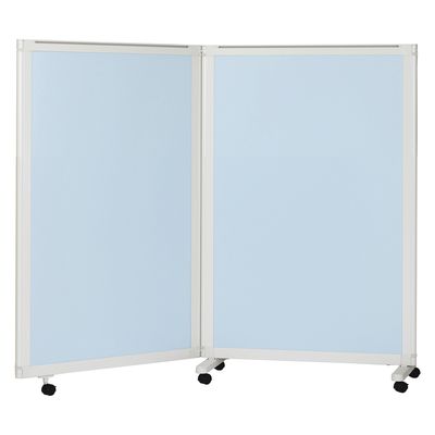 マツヨシキャスター付スクリーン(2連) W1800×D430×H1500mm　スカイブルー MY-N3584 1台 松吉医科器械（直送品）