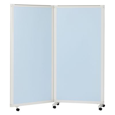 マツヨシキャスター付スクリーン(2連) W1800×D430×H1800mm　スカイブルー MY-N3585 1台 松吉医科器械（直送品）