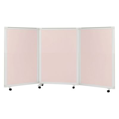 マツヨシキャスター付スクリーン(3連) W2700×D430×H1500mm　ピンク MY-N3586 1台 松吉医科器械（直送品）