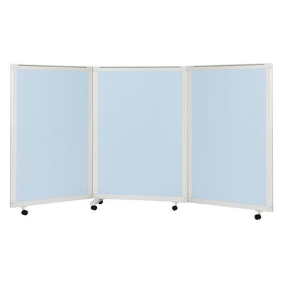 マツヨシキャスター付スクリーン(3連) W2700×D430×H1500mm　スカイブルー MY-N3586 1台 松吉医科器械（直送品）