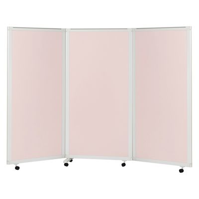 マツヨシキャスター付スクリーン(3連) W2700×D430×H1800mm　ピンク MY-N3587 1台 松吉医科器械（直送品）