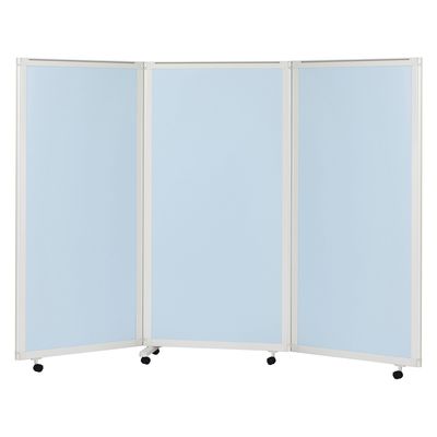 マツヨシキャスター付スクリーン(3連) W2700×D430×H1800mm　スカイブルー MY-N3587 1台 松吉医科器械（直送品）