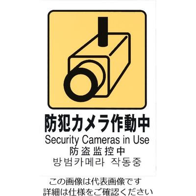 光 多国語ピクトサイン 防犯カメラ作動中 TGP2032-8 1枚 195-0178（直送品）