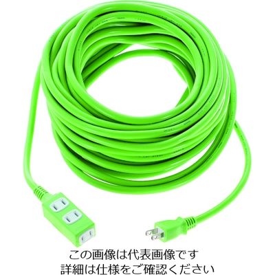 トラスコ中山 TRUSCO ソフトタイププラグ 3個口タップ型 20m グリーン TRIS15-203-GN 1本 206-4686（直送品）