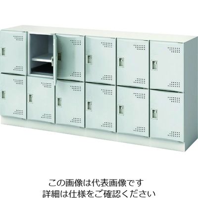 アイリスチトセ スクールロッカー 6列2段 12人用 M扉 ライトグレー JTSL-M-62-NJ-LG 1台 227-1428（直送品）