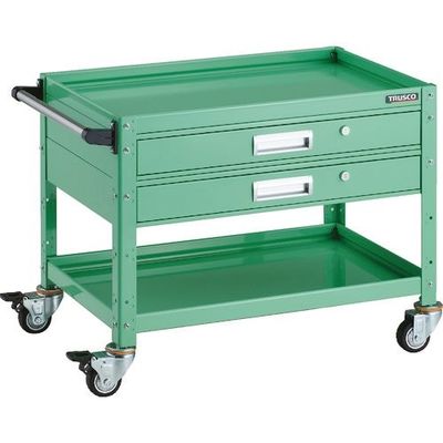 トラスコ中山 TRUSCO バーディワゴン 750×500 引出2段付 ウレタン車輪 ヤンググリーン BDW-672V2U-YG 1台（直送品）
