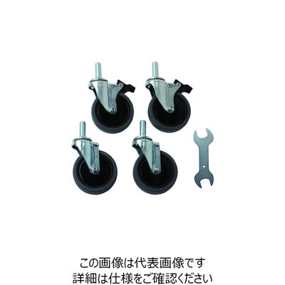 トラスコ中山 TRUSCO フェニックスワゴン用2段階S付キャスターセット 100φEL PEW-ELW100SET 1組(4個)（直送品）