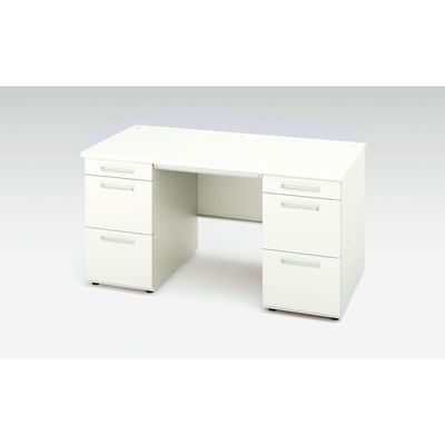 NAIKI 両袖デスク XEHH型/天板:ホワイト 本体:クリアーホワイト/W1500×D700×H720 XEHH157GG-WH 1台（直送品）