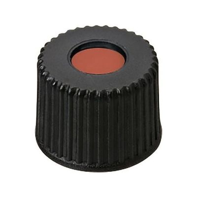 アズワン オートサンプラー用バイアル用 黒キャップ+セプタム(TFE/ゴム) 100個入 6266866 1袋(100個)（直送品）