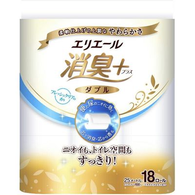 大王製紙 エリエール消臭＋トイレットティシューフレッシュクリアの香り ダブル 4902011725926 1セット（18ロール×4）（直送品）