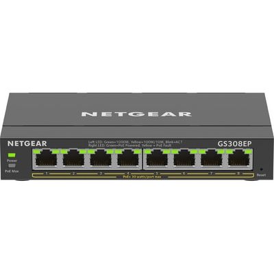 NETGEAR SOHO/家庭向けPoE+対応 (62W) ギガビット8ポートアンマネージプラススイッチ GS308EP-100JPS 1台（直送品）