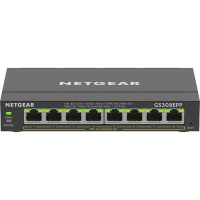 NETGEAR ＳＯＨＯ／家庭向けＰｏＥ＋対応　（１２３Ｗ）　ギガビット８ポートアンマネージプラススイッチ GS308EPP-100JPS 1台（直送品）