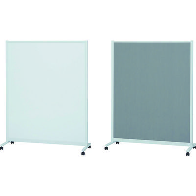 TRUSCO パーテーションホワイトボード片面掲示板タイプ キャスター付 W900×H1500 TKW9015BSK-GY 1台（直送品）