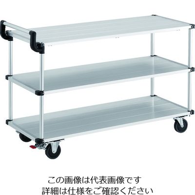 トラスコ中山 TRUSCO アルミ台車 アルパカート 省音 3段式片袖タイプ 1200×480mm ストッパー付 AL23-1248S 1台（直送品）