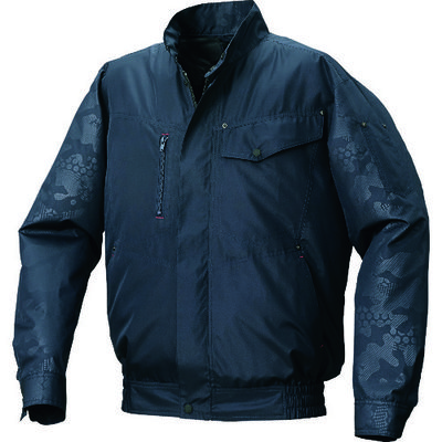 空調服 ポリエステル製エンボスプリント空調服[[R上]] ウェアのみ ネイビー×ネイビーエンボス L KU92000-C03-S3 1着（直送品）