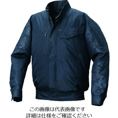 空調服 ポリエステル製エンボスプリント空調服[[R上]] ウェアのみ ネイビー×ネイビーエンボス 3L KU92000-C03-S5 1着（直送品）