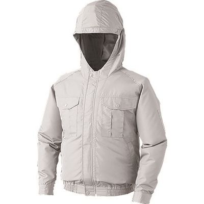 空調服 フード付ポリエステル製ワーク空調服[[R下]] ウェアのみ シルバー LL KU90810-C06-S4 1着 856-7813（直送品）