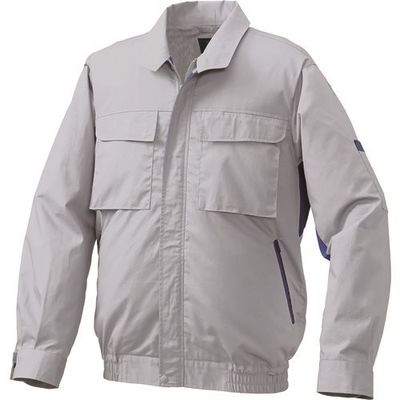 空調服 綿・ポリ混紡脇下マチ付き2空調服[[R下]] ウェアのみ シルバー×ブルー LL KU91910C06S4 1着 213-1941（直送品）