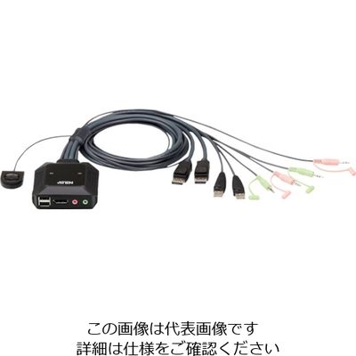 ATEN KVMスイッチ 2ポート/USB/DisplayPort/ケーブル型(ワイヤードリモコン付) CS22DP 1台 115-3003（直送品）