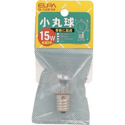 朝日電器 ELPA 小丸球 E17 15W クリア G-1281H 1個 202-0981（直送品）