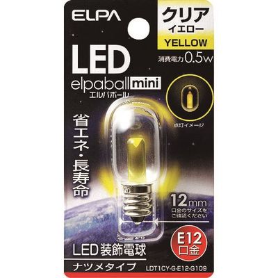 朝日電器 ELPA LED電球 ナツメ E12 LDT1CY-G-E12-G109 1個 202-2536（直送品）