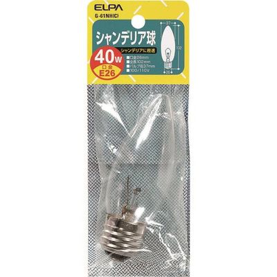 朝日電器 ELPA シャンデリア E26 40W G-61NH(C) 1個 202-2563（直送品）
