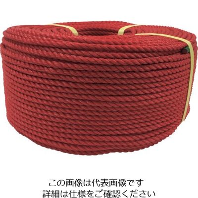 ユタカメイク ロープ PEロープ巻物 6φ×200m レッド PE-101 1個 113-5504（直送品）