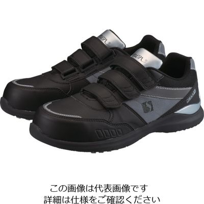 シモン 軽量耐滑プロスニーカー KL518黒/シルバー 28.0cm KL518BK/SI-28.0 1足 120-5225（直送品）