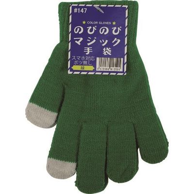 勝星産業 勝星 スマホ対応のびのび手袋ボツ無し緑 #147-GR 1セット(10双) 174-3826（直送品）