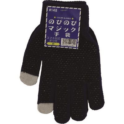 勝星産業 勝星 スマホ対応のびのび手袋ボツ付き紺 #148-NV 1セット(10双) 174-3676（直送品）