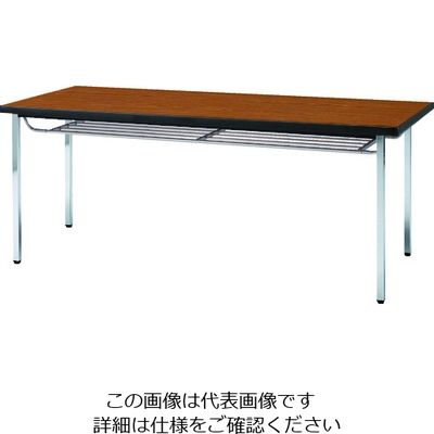 トラスコ中山 TRUSCO 会議用テーブル 1200X600XH700 下棚付 丸脚 チーク TDST1260-T 1台 208-2299（直送品）