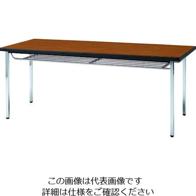 トラスコ中山 TRUSCO 会議用テーブル 1200X750XH700 下棚付 丸脚 チーク TDST1275-T 1台 208-2303（直送品）