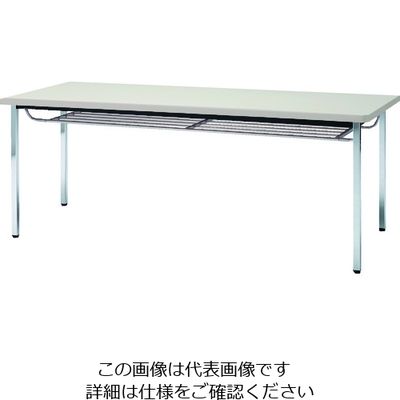 トラスコ中山 TRUSCO 会議用テーブル 1500X600XH700 下棚付 丸脚 ニューグレー TDST1560-NG 1台（直送品）