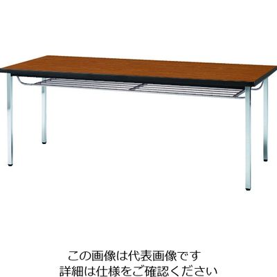 トラスコ中山 TRUSCO 会議用テーブル 1500X600XH700 下棚付 丸脚 チーク TDST1560-T 1台 208-2307（直送品）