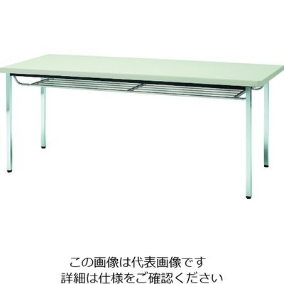 トラスコ中山 TRUSCO 会議用テーブル 1200X600XH700 下棚付 丸脚 ニューグレー TDST1260-NG 1台（直送品）