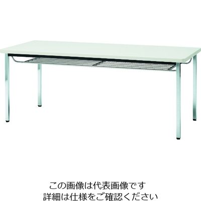 トラスコ中山 TRUSCO 会議用テーブル 1500X750XH700 下棚付 丸脚 ホワイト TDST1575-W 1台 208-2308（直送品）