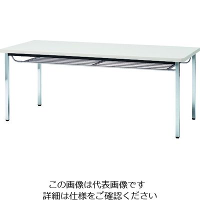 トラスコ中山 TRUSCO 会議用テーブル 1500X900XH700 下棚付 丸脚 ホワイト TDST1590-W 1台 208-2312（直送品）
