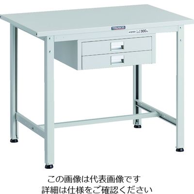 TRUSCO 軽荷重作業台(300kg)AE型 900X600XH740 薄型2段引出し付 ホワイト色 SAE-0960UDC2 W 1台（直送品）