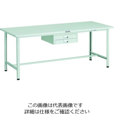 TRUSCO 軽荷重作業台(300kg)AE型 1800X750XH740 薄型2段引出し付 ホワイト色 SAE-1800UDC2 W 1台（直送品）