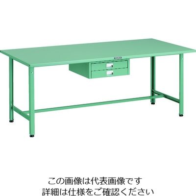 TRUSCO 軽荷重作業台(300kg)AE型 1800X900XH740 薄型2段引出し付 グリーン色 SAE-1809UDC2 1台（直送品）