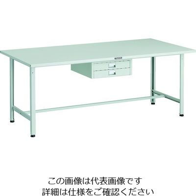 TRUSCO 軽荷重作業台(300kg)AE型 1800X900XH740 薄型2段引出し付 ホワイト色 SAE-1809UDC2 W 1台（直送品）